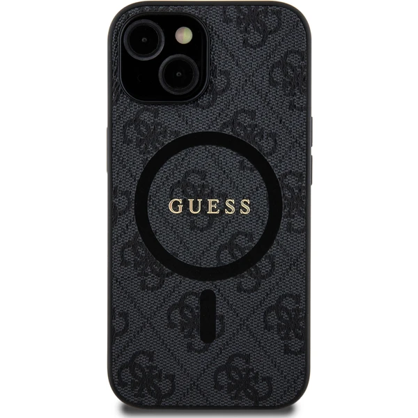 Guess PU Leather 4G Colored Ring MagSafe kryt iPhone 15 černý - Pouzdra - Obrázek JG72000N01