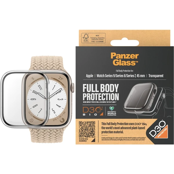 PanzerGlass Apple Watch 9/8/7 (45mm) ochranný kryt s D3O - čirý rámeček - Pouzdra - Obrázek JGC1000O01
