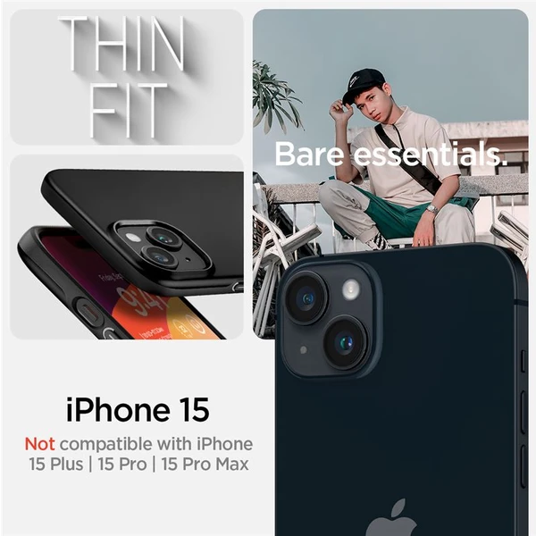 Spigen Thin Fit kryt iPhone 15 černý - Pouzdra - Obrázek JGU8000601