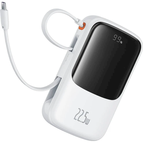 Baseus Powerbanka Qpow Pro+ 10000mAh 22,5W se zatahovacím kabelem USB-C bílá - Powerbanky - Obrázek JGXK000K01
