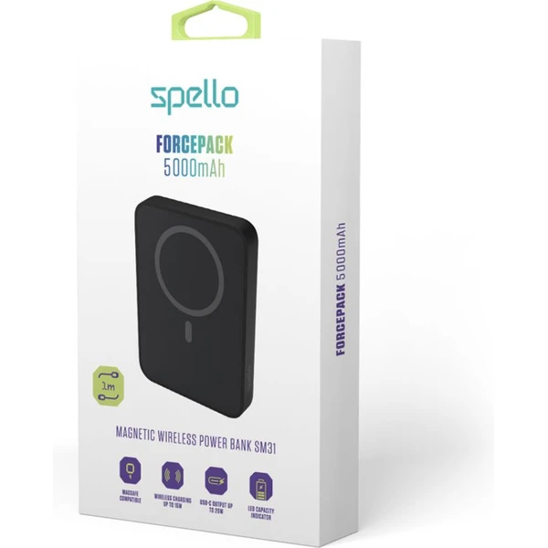 Spello ForcePack 5000mAh magnetická bezdrátová powerbanka černá - Powerbanky - Obrázek JHPD000K01