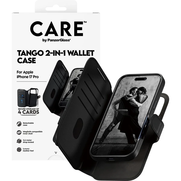 PanzerGlass® CARE Tango 2v1 Wallet pouzdro s MagSafe Apple iPhone 17 Pro černé - Pouzdra - Obrázek JOEH000K01