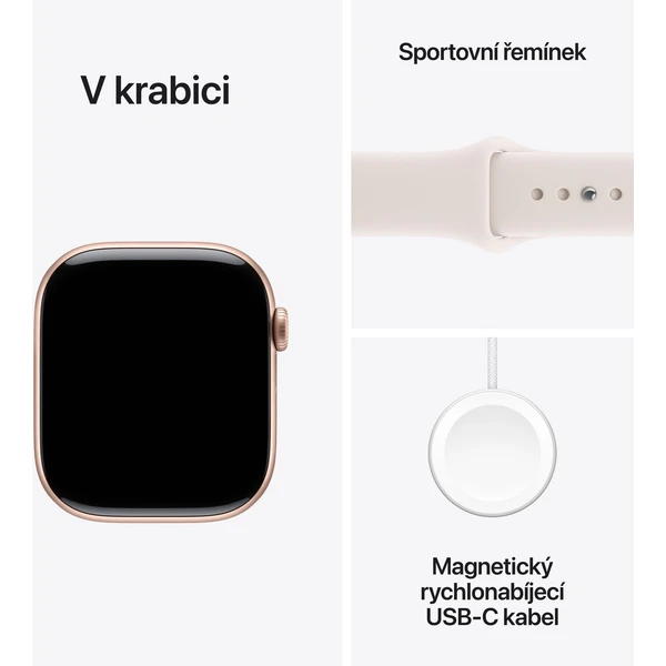 Apple Watch Series 11 (42mm) Růžově zlatý hliník se světle ruměným sportovním řemínkem M/L (Další) - Chytré hodinky - Obrázek JONH000K01