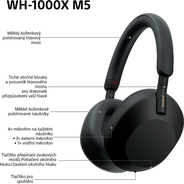 Sony WH-1000XM5 bezdrátová sluchátka černá - Sluchátka - Obrázek JT2H000K01