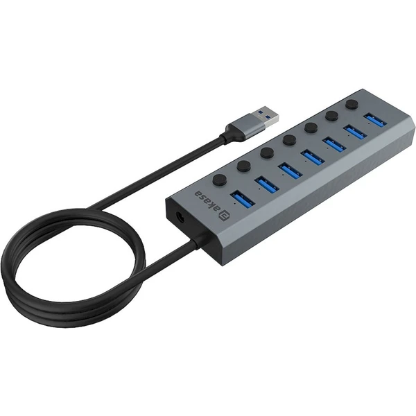 AKASA USB-A hub 7v1 antracitový - USB huby - Obrázek JVGK000K01