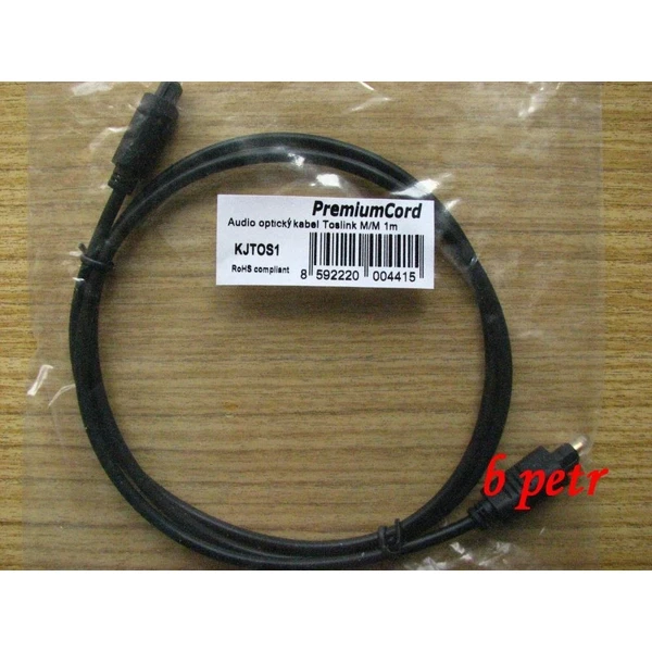 PremiumCord Toslink/Toslink optický kabel 1m černý - Kabely a redukce - Obrázek JVTU000501
