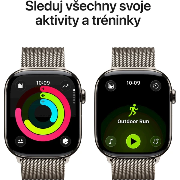 Apple Watch Series 11 Cellular (46mm) Přírodní titan s přírodním milánským tahem M/L - Chytré hodinky - Obrázek JWRH000K01