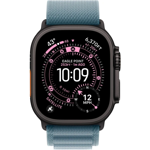 Apple Watch 49/46/45/44mm světle modrý Alpský tah střední černý titan - Řemínky - Obrázek JWWH000K01