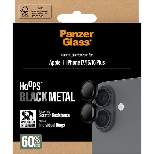 PanzerGlass® Hoops skla Apple iPhone 17/16/16 Plus černé - Ochranné folie a skla - Obrázek JXEH000K01