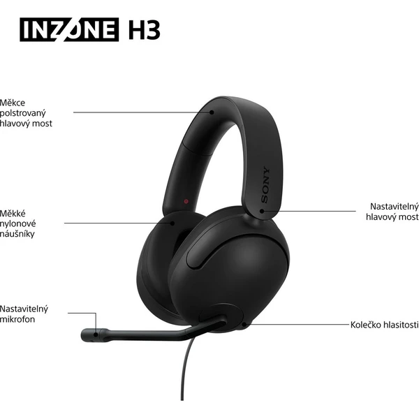 Sony INZONE H3 herní sluchátka černá - Sluchátka - Obrázek JZ7H000K01