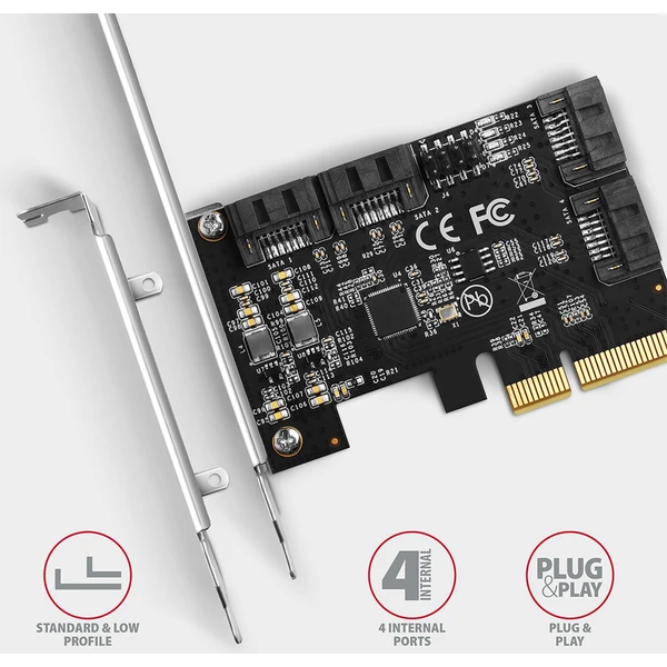 AXAGON PCES-SA4X4 PCIe řadič 4x interní SATA 6G port - Řadiče - Obrázek K0J0000P01