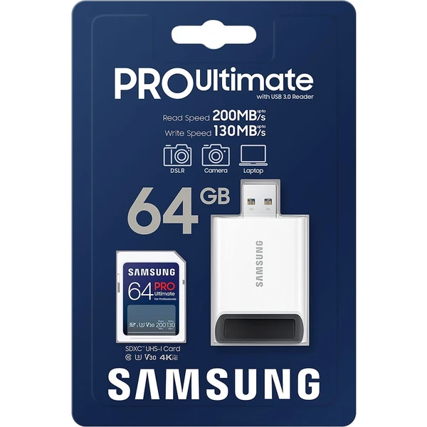 Samsung PRO Ultimate SDXC 64GB + USB adaptér - Paměťové karty - Obrázek K133000K01