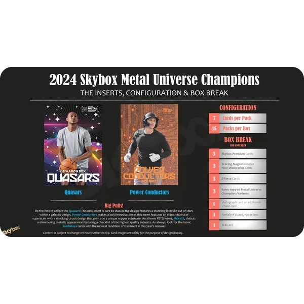 Sportovní karty 2024 Upper Deck Skybox Metal Universe Champions Hobby Box - Hokejové karty - Obrázek K13D000O01