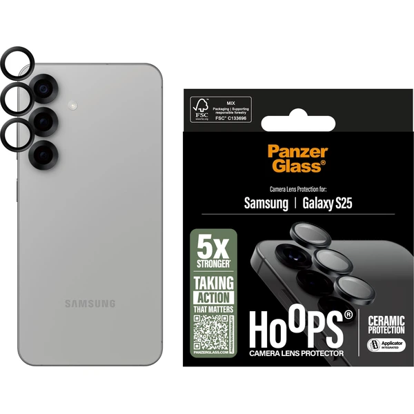 PanzerGlass® Hoops® Ceramic Samsung Galaxy S25 černé ochranné kroužky pro čočky fotoaparátu - Ochranné folie a skla - Obrázek K1FC000J01