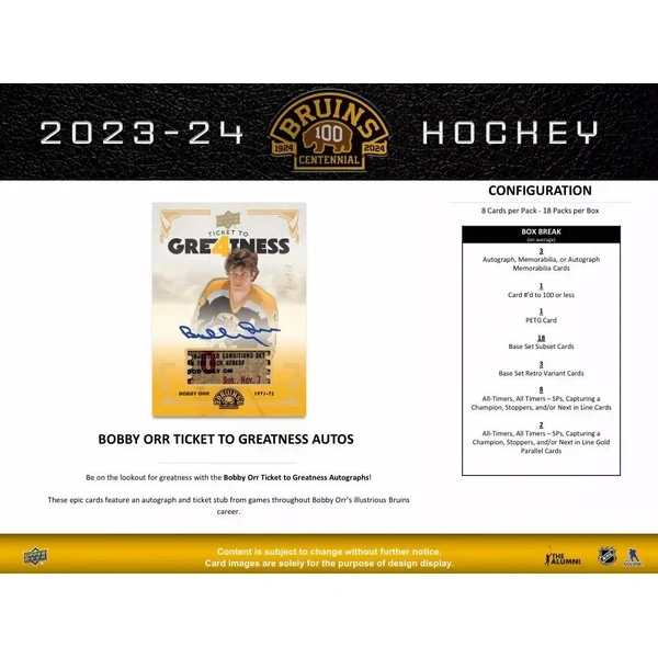 Hokejové karty 2023-24 Upper Deck Boston Bruins Centennial Hobby Box - Hokejové karty - Obrázek K1RA000P01
