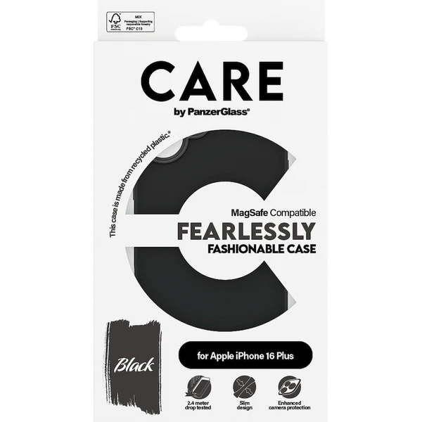 PanzerGlass® CARE kryt Apple iPhone 16 Plus MagSafe Fearlessly černý - Pouzdra - Obrázek K208000P01