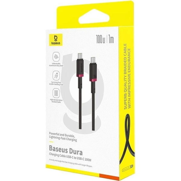 Baseus Dura USB-C/USB-C napájecí kabel 100W 1m červeno/černý - Kabely a redukce - Obrázek K22R000K01