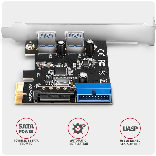 AXAGON PCEU-232RS Pcle řadič 2+2x USB 3.2 Gen 1 - Řadiče - Obrázek K44D000L01