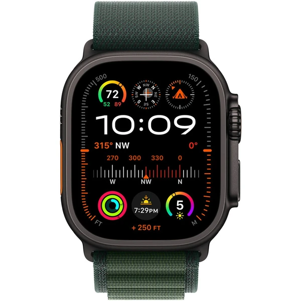 Apple Watch 49/44/45/46mm tmavě zelený alpský tah s černým titanem M - Řemínky - Obrázek K469000L01