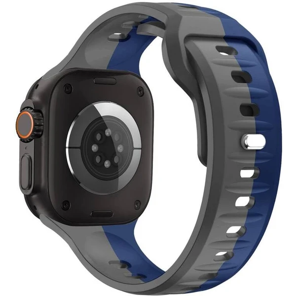 CubeNest Premium Silicon Band řemínek Apple Watch 42-49 mm šedý/tmavě modrý - Řemínky - Obrázek K4UD000O01