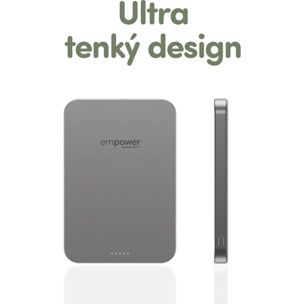 PanzerGlass® empower bezdrátová Qi2 powerbanka 5000 mAh, MagSafe, šedá - Powerbanky - Obrázek K83J000K01