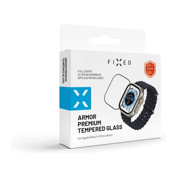 FIXED Armor prémiové tvrzené sklo s aplikátorem Apple Watch Ultra 49mm černé - Ochranné folie a skla - Obrázek K9U1000L01