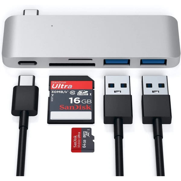 Satechi Passthrough USB hub pro MacBook stříbrný - USB huby - Obrázek KACE100301