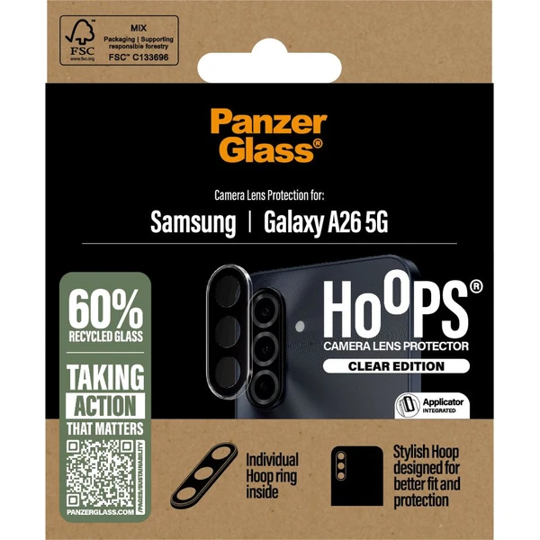 PanzerGlass® Hoops® Samsung Galaxy A26 5G čiré ochranné kroužky pro čočky fotoaparátu - Ochranné folie a skla - Obrázek KAUC000K01