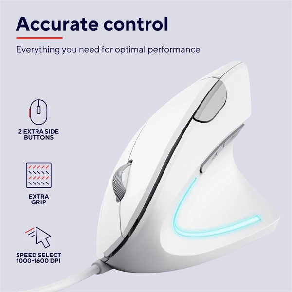 Trust Verto ergonomická myš bílá - Myši - Obrázek KD30000P01