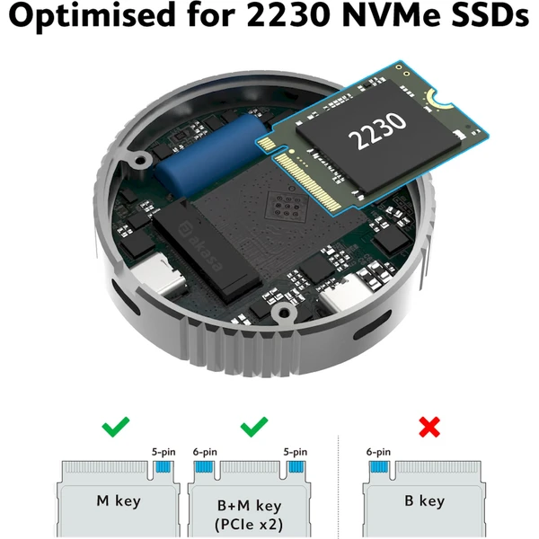 Akasa M.2 PCIe NVMe SSD Alu kryt 10GB/s magnetický - Externí boxy - Obrázek KE4J000K01