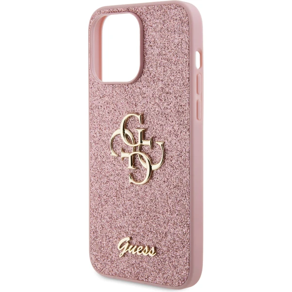 Guess PU Fixed Glitter 4G Metal Logo kryt iPhone 15 Pro Max růžový - Pouzdra - Obrázek KEX4000701