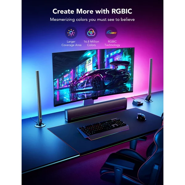 Govee Smart Gaming WiFi LED Panely + Smart Dual ovladač bílý - Chytrá osvětlení - Obrázek KFQK000K01