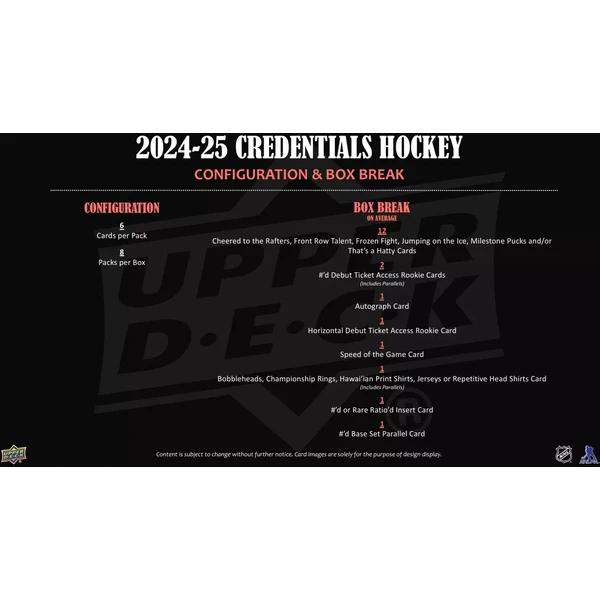 Hokejové karty 2024-25 Upper Deck Credentials Hockey Hobby Balíček - Hokejové karty - Obrázek KFSE000K01