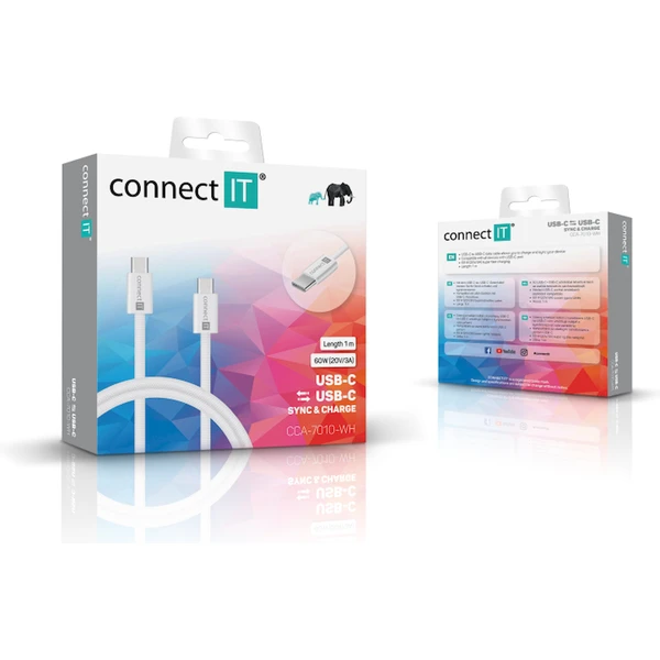 CONNECT IT Wirez USB-C/USB-C napájecí kabel 60W 1m bílý - Kabely a redukce - Obrázek KFTG000K01