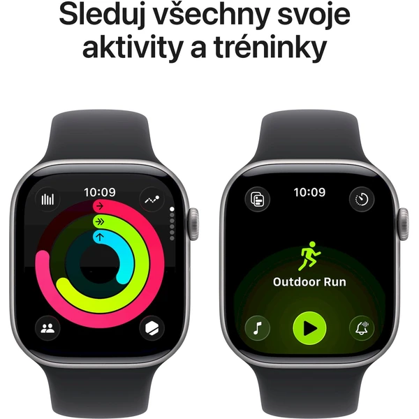 Apple Watch Series 11 Cellular (46mm) Vesmírně šedý hliník s černým sportovním řemínkem S/M - Chytré hodinky - Obrázek KGQH000K01