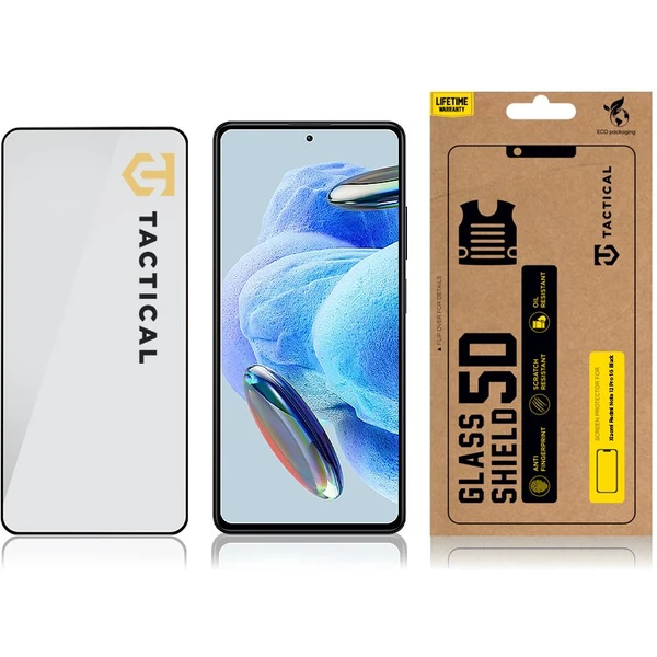 Tactical Glass Shield 5D sklo Xiaomi Redmi Note 12 Pro 5G černé - Ochranné folie a skla - Obrázek KHYQ100501