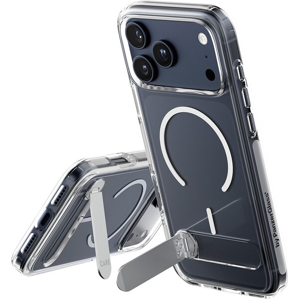 PanzerGlass® CARE Kickstand kryt s MagSafe Apple iPhone 17 Pro Max stříbrný/bílý