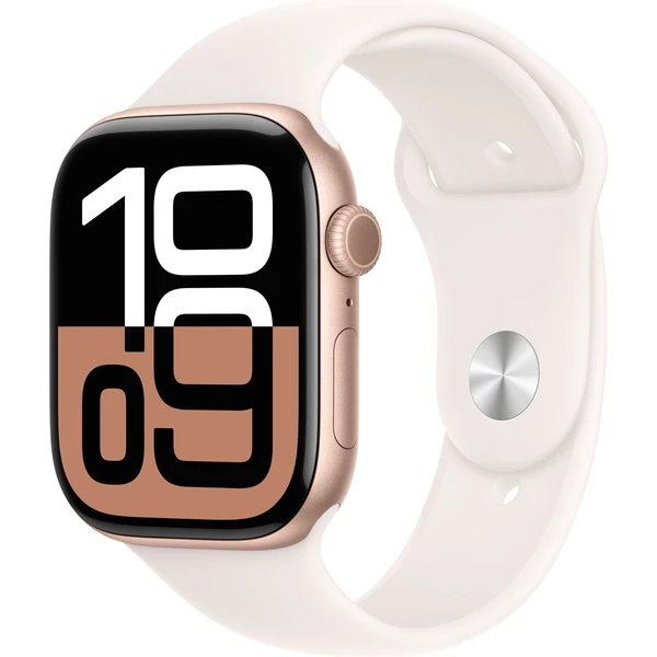 Apple Watch Series 10 46mm Růžově zlatý hliník se světle ruměnným sportovním řemínkem M/L - Chytré hodinky - Hlavní obrázek