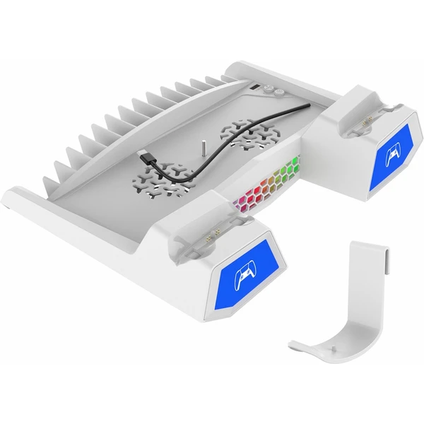 iPega P5S023 Nabíjecí Stojan s Chlazením pro PS5/PS5 Slim/PS5 Pro bílý - Dokovací stanice - Obrázek KJU0000K01