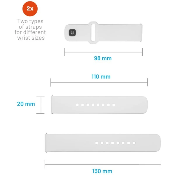 FIXED set silikonových řemínků s Quick Release 20mm pro smartwatch bílý - Řemínky - Obrázek KKM2000O01