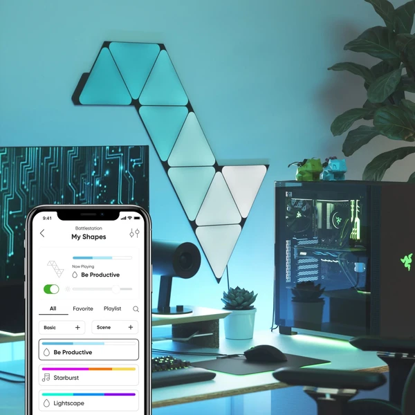 Nanoleaf Shapes Black Triangles Starter Kit chytré trojúhelníkové osvětlení, 9 kusů - Chytrá osvětlení - Obrázek KLN0000N01