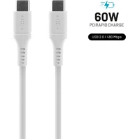 FIXED Liquid silicone kabel USB-C/USB-C (PD), 2m, USB 2.0, 60W, bílý - Kabely
