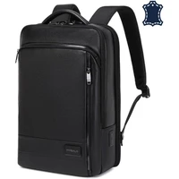 MyBalo Zante kožený městský batoh na notebook černý - Batohy