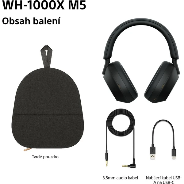 Sony WH-1000XM5 bezdrátová sluchátka černá - Sluchátka - Obrázek KT2H000K01