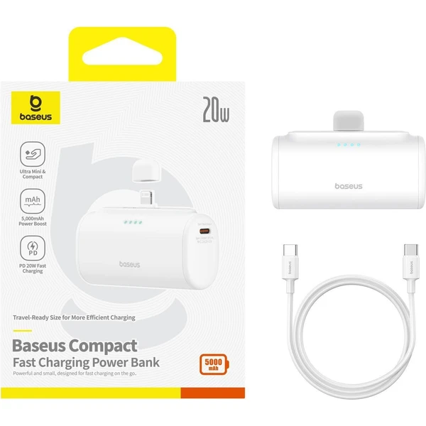 Baseus Compact powerbanka 5000mAh bílá - Powerbanky - Obrázek KTTL000K01