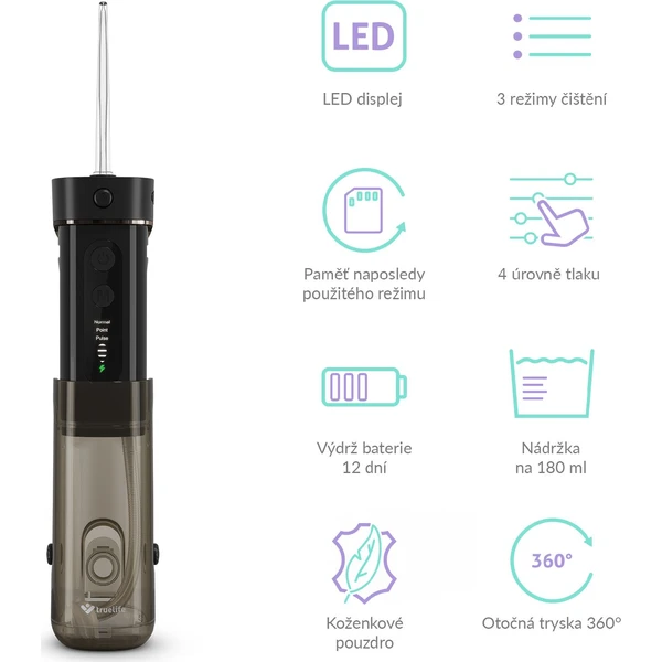 TrueLife AquaFloss Mini M50 ústní sprcha černá - Ústní sprchy - Obrázek KTUL000K01