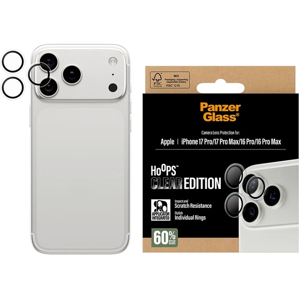 PanzerGlass® Hoops skla Apple iPhone 17 Pro/16 Pro/15 Pro/17 Pro Max/16 Pro Max/15 Pro Max čiré - Ochranné folie a skla - Obrázek KWEH000K01