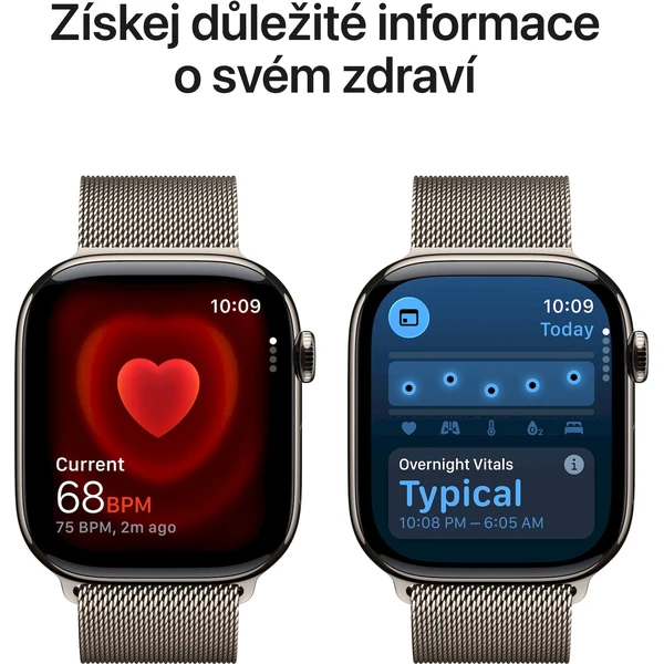 Apple Watch Series 11 Cellular (46mm) Přírodní titan s přírodním milánským tahem M/L - Chytré hodinky - Obrázek KWRH000K01