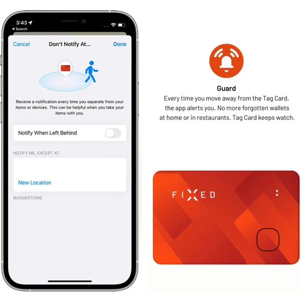 FIXED Tag Card smart lokátor s podporou Find My oranžový - Lokátory - Obrázek KZU0000P01