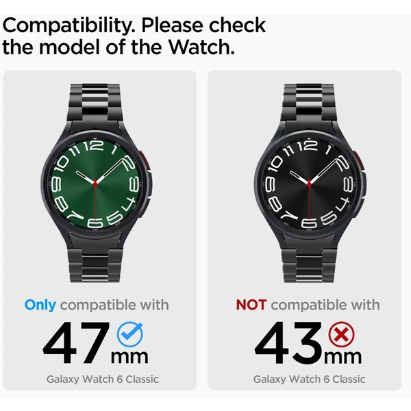 Spigen Modern Fit 316L Band řemínek Samsung Galaxy Watch6 Classic 47mm černý - Řemínky - Obrázek KZV3000N01